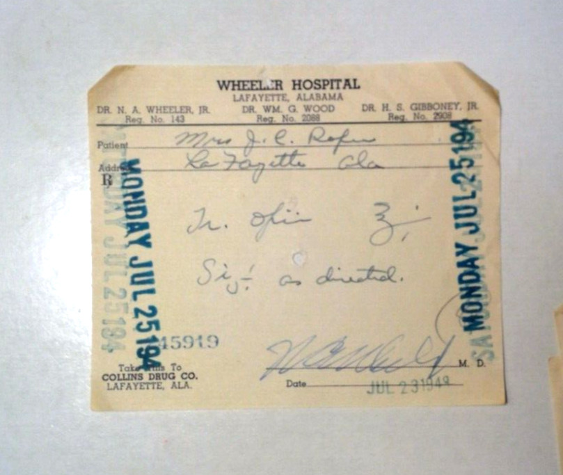 Lot of 6 CII-CIV Vintage Pharmacy Rx Paper Prescriptions 1940’s pain management