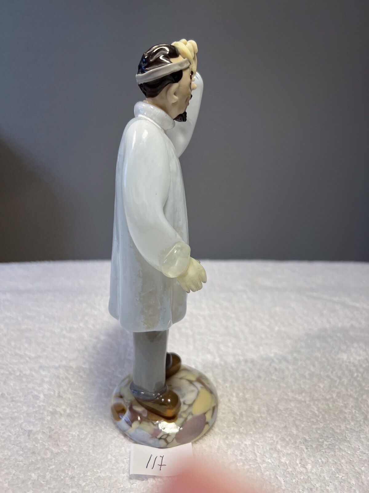 Lot Of 2 Vintage Czech Hand Blown Glass Doctor Figurines