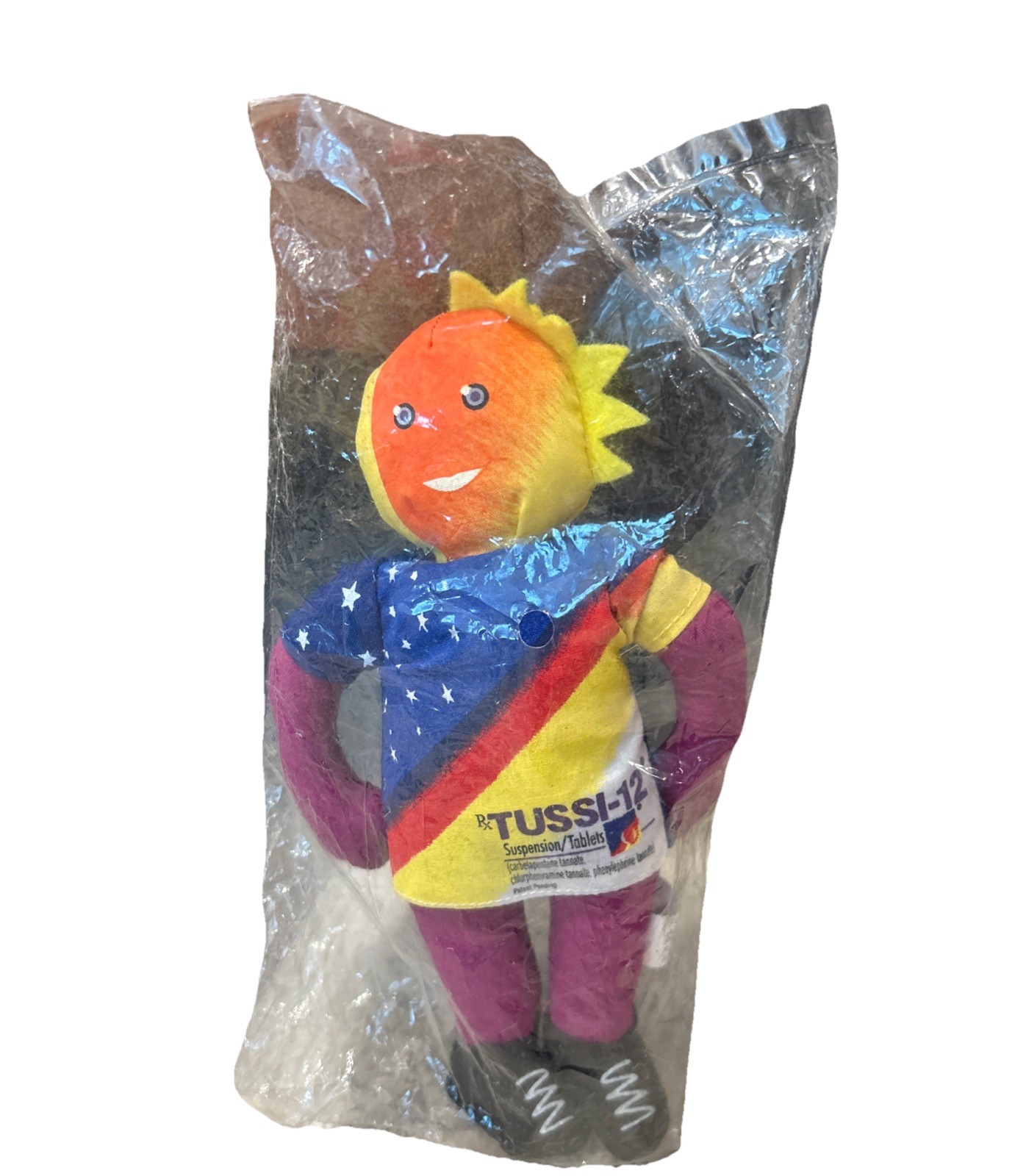 Rare TUSSI-12 Plush Doll Sun Head Drug Rep Pharmaceutical New Old Stock Promo