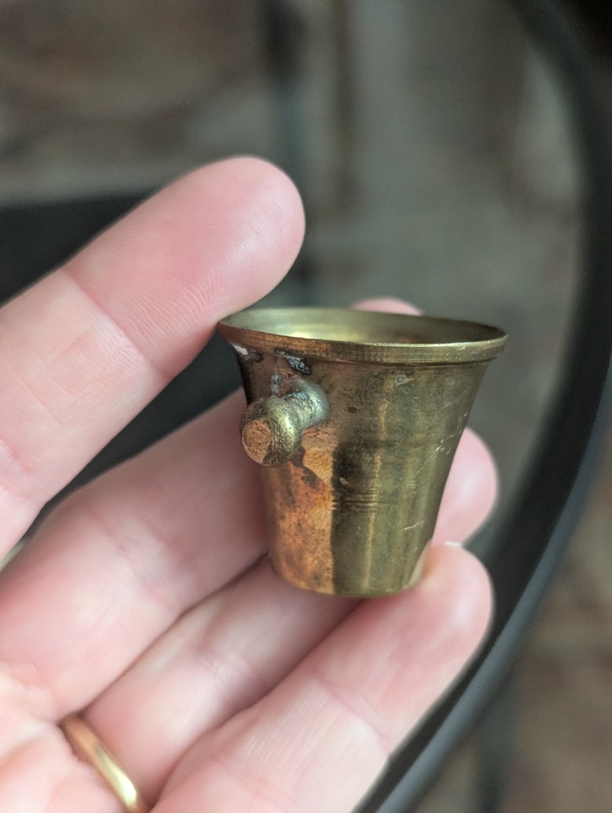 Vintage Dollhouse Miniature Brass Mortar Bucket Decorative Art