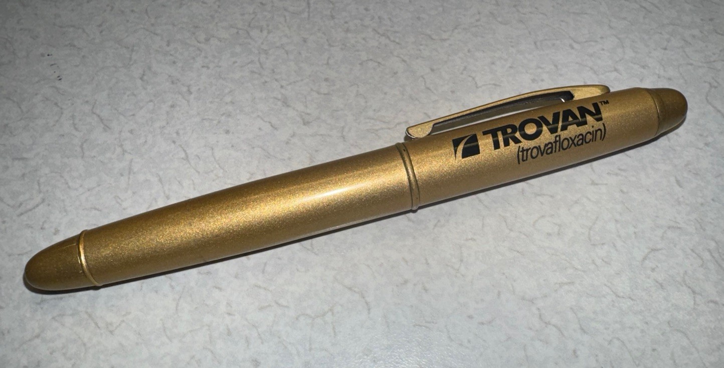 TROVA Trovafloxacin PEN Metal-Refillable Ball Point-Pharmaceutical Promo HTF!! 2