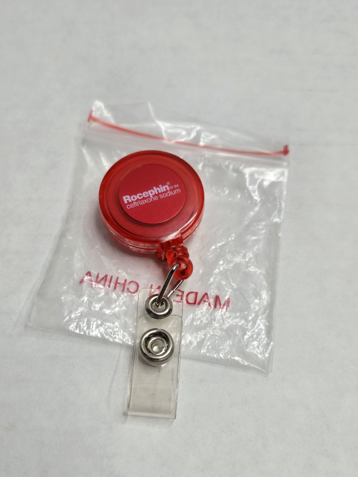 Rocephin 💉 Pharmaceutical Drug Rep Gift Collectible ID Badge Holder Clip Extend
