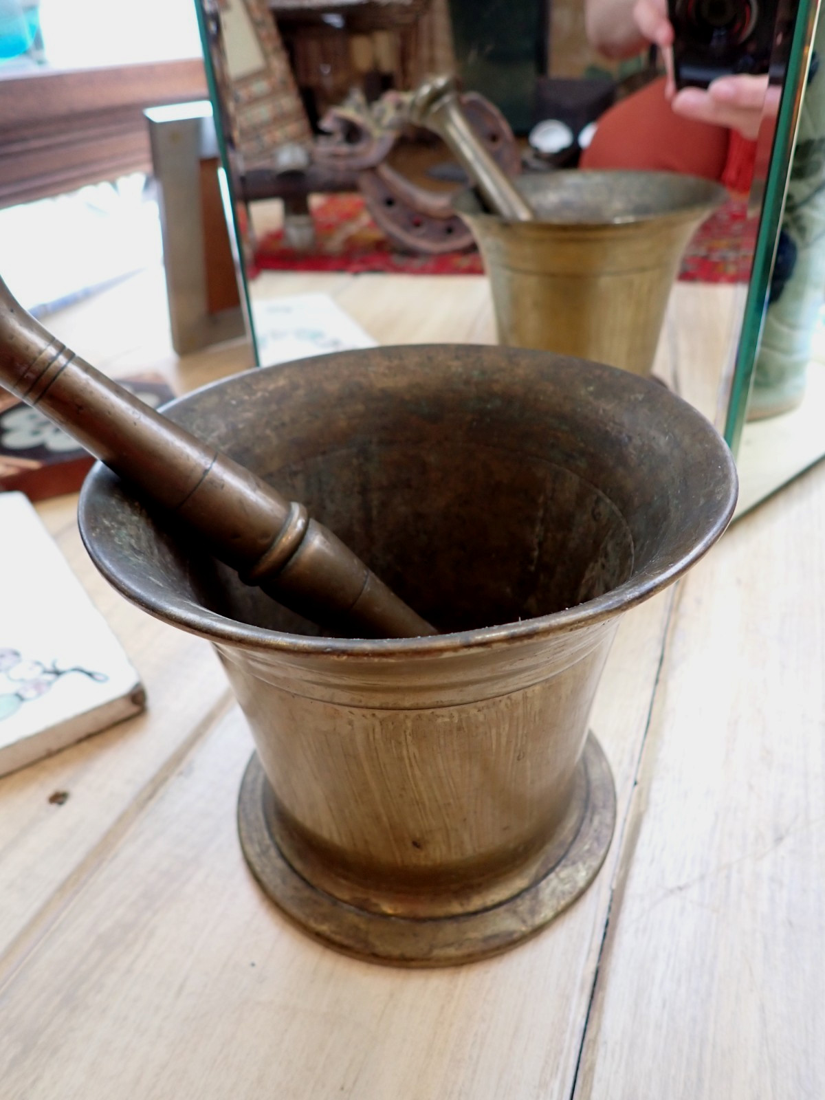 Antique Bronze Mortar and Pestle Apothecary 19th C or Earlier 2 kilos +