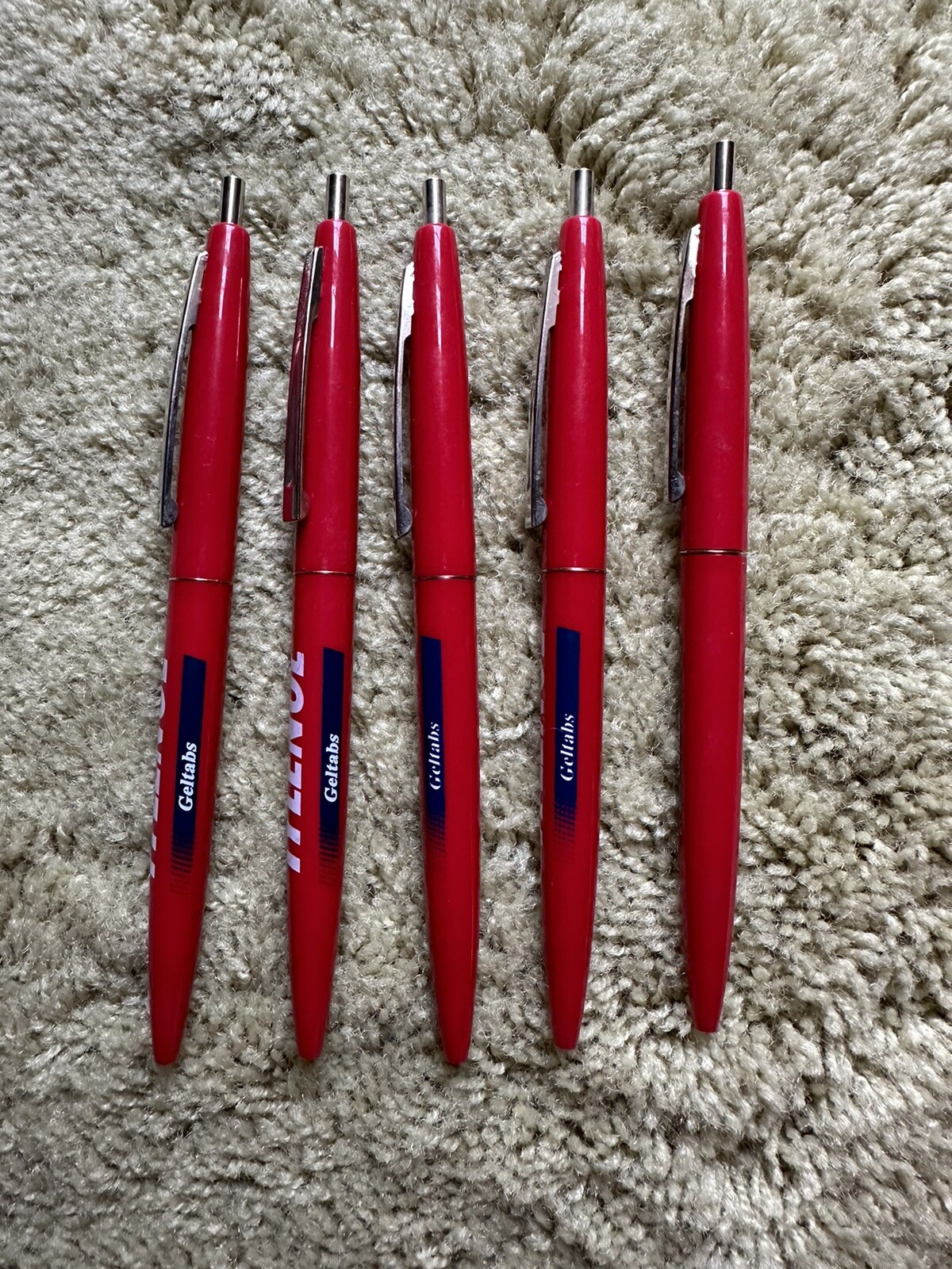 Tylenol Geltabs Drug Rep Pharmaceutical Promo Advertising BIC Clic Pens Lot Of 5