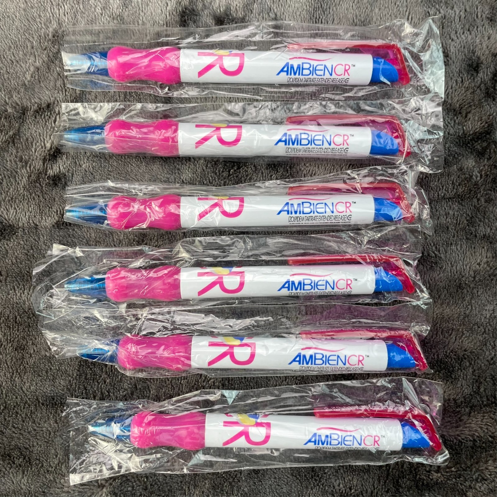 AMBIEN CR Drug Rep Pharmaceutical Promo Advertising Pens Chubby Wide LOT of 6