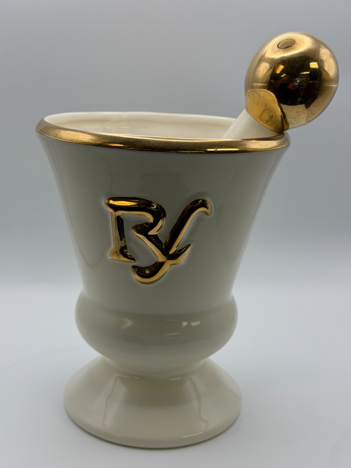RARE Vintage Owens Illinois RX Porcelain Pharmacy Apothecary Mortar & Pestle Set