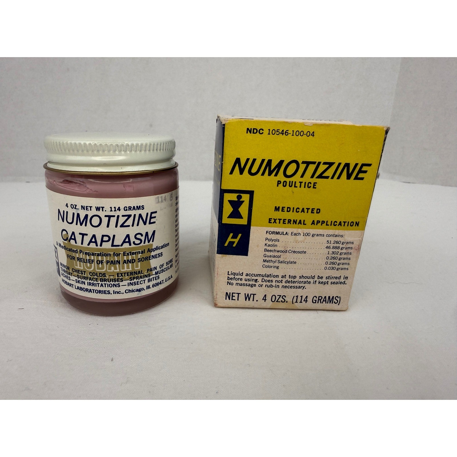Vintage Numotizine Cataplasm Medicated Poultice 4oz Jar Hobart Laboratories Box