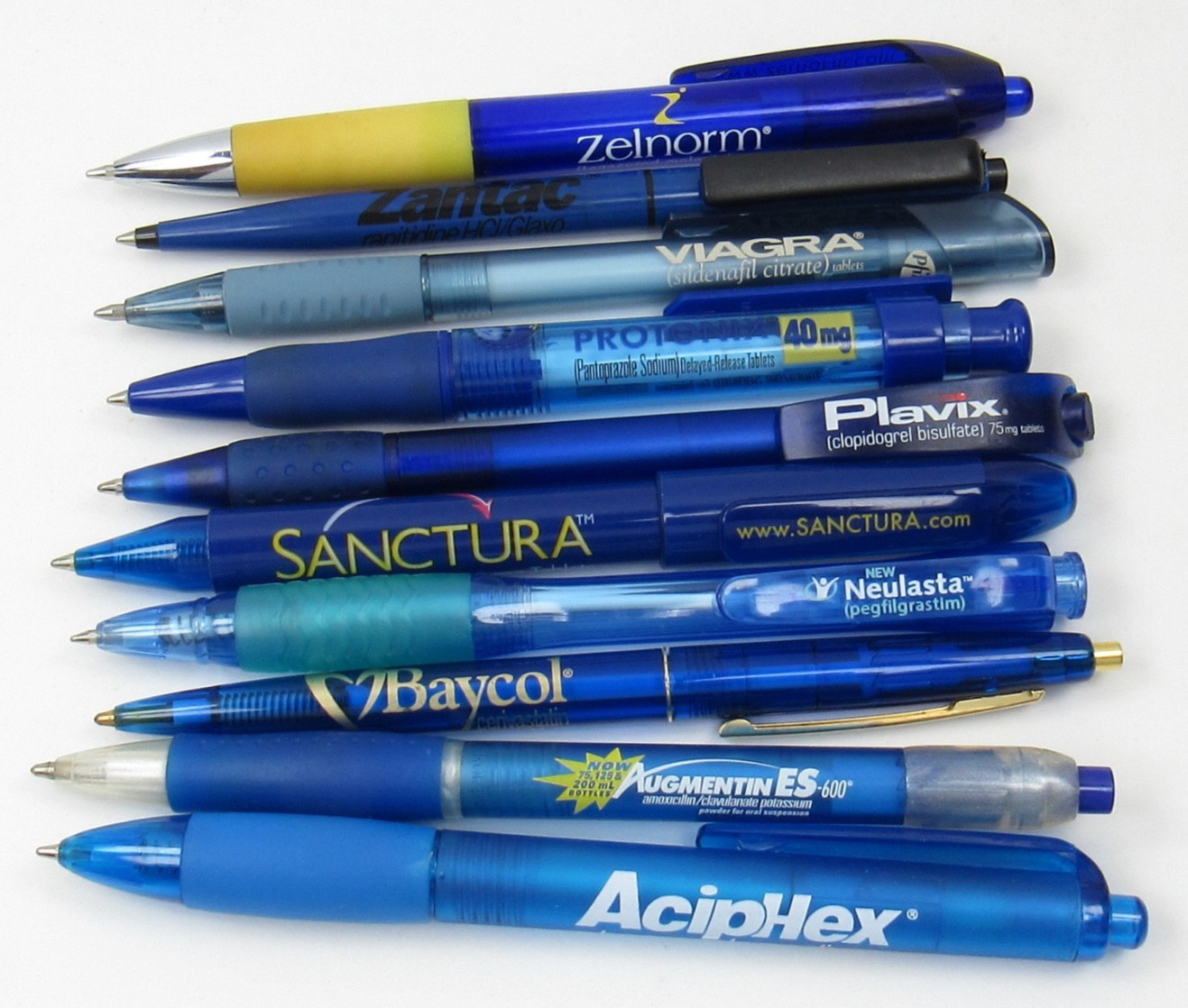 Lot of 10 PENS Drug Rep Pharmaceutical Promo Medical Advertising Shades of Blue