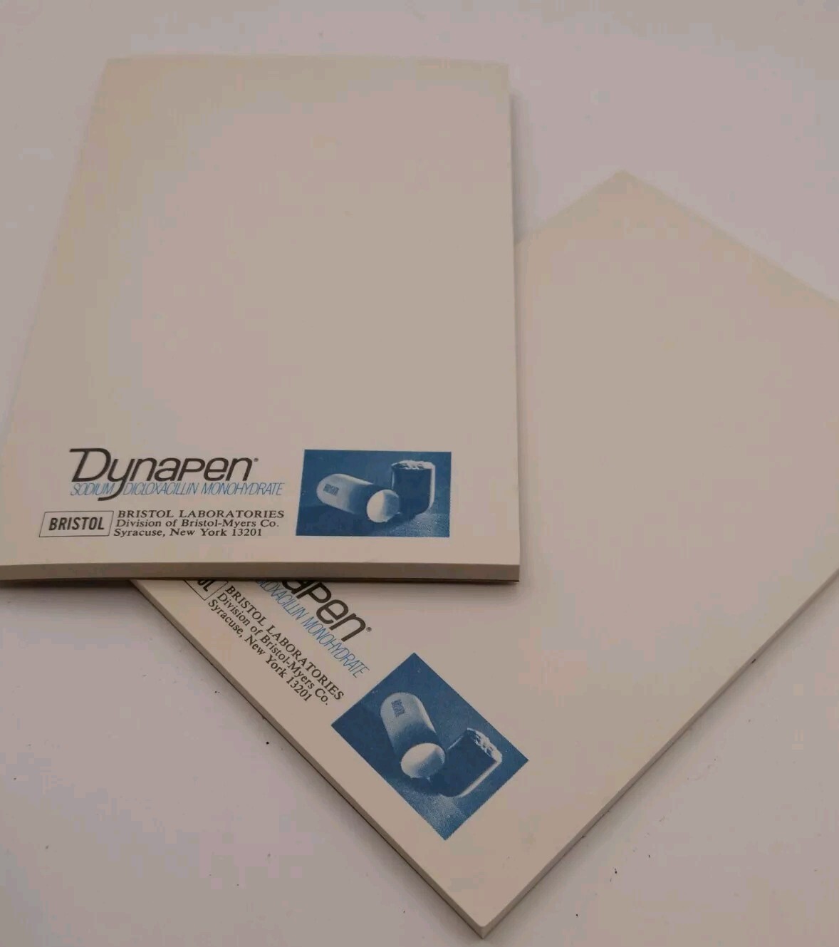Lot Of 2 Bristol DYNAPEN Drug Rep Paper Note Pads 4 x 6 Inches