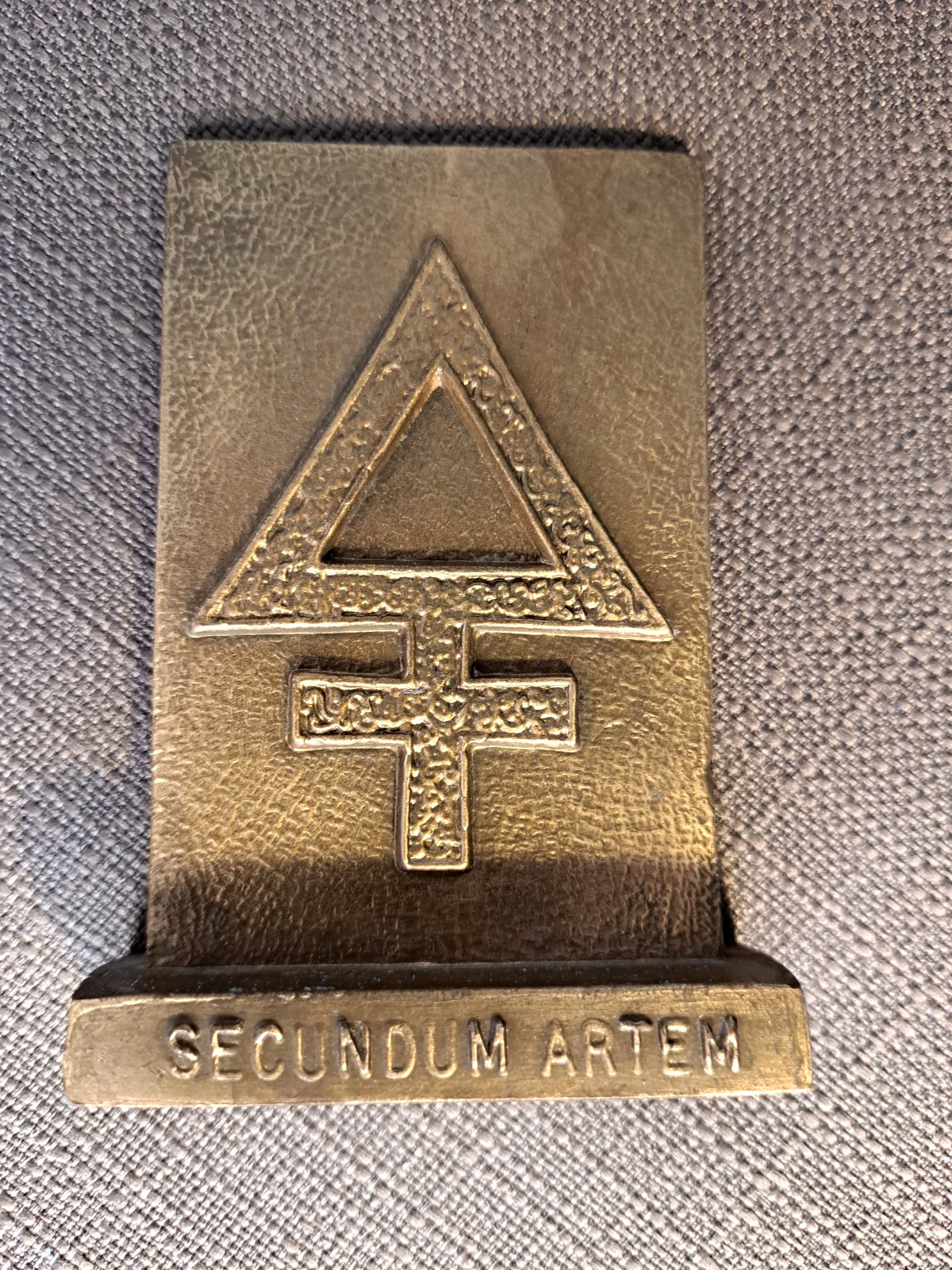 Lot of 4-Vintage Tinactin Secundum Artem 1976, ’79, ’80 & ’81 Brass Paperweight