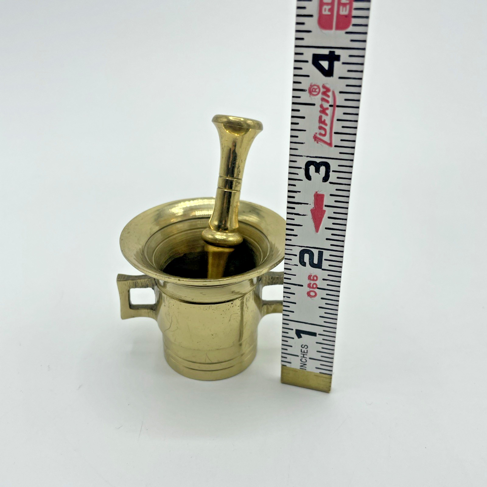 Brass Mortar And Pestle Small 1.75” H Pestle 3” Vintage Pharmacy Apothecary