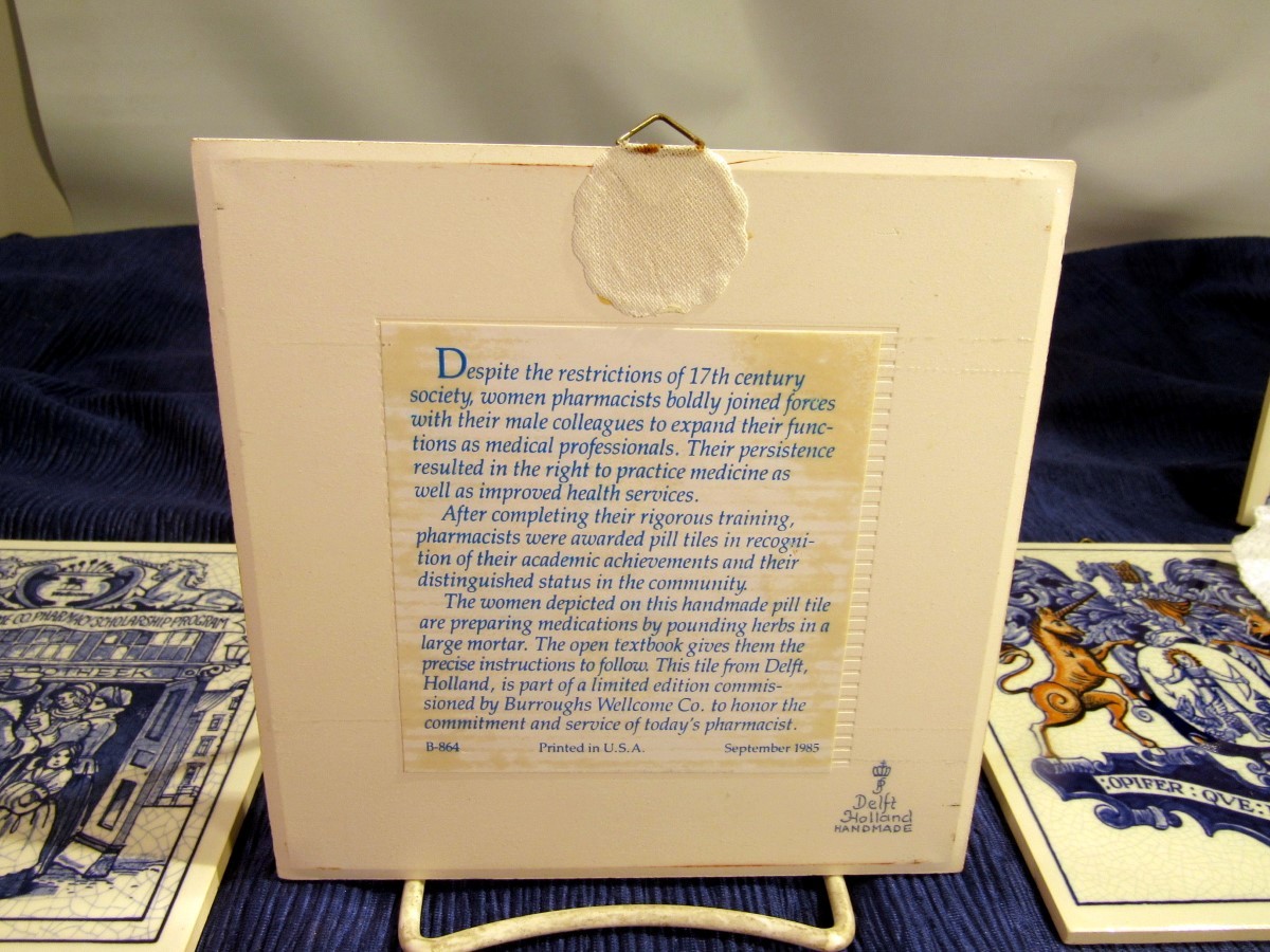 12 DELFT HAND PAINTED BURROUGHS & WELLCOME CO BLUE AND WHITE PLAQUES (EZS004602)
