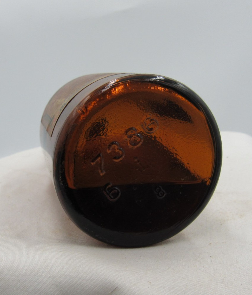 MM – 1940’s Fritzsche Bros NY Oil of Pennyroyal 4 1/2″ Amber Medicine bottle