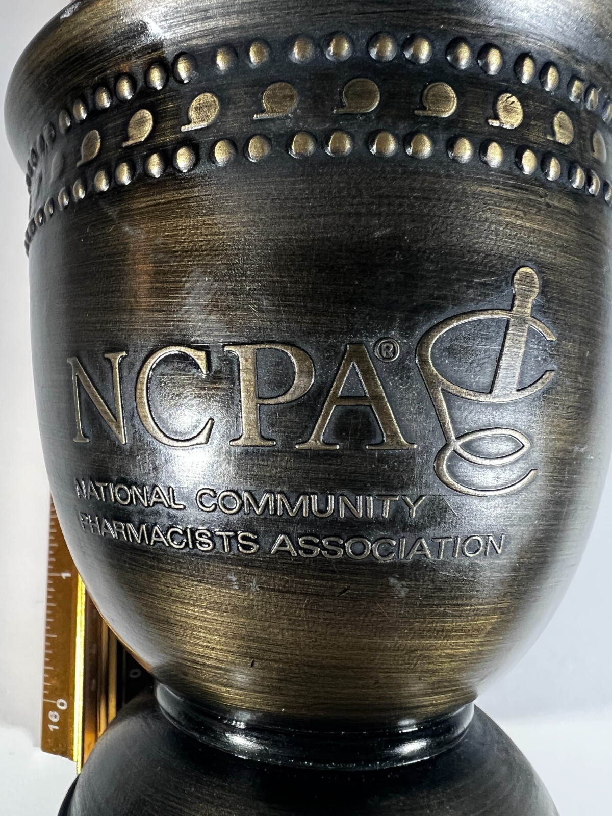 Mortar Vintage Bronze Brass Metal Pharmacopoeia no pestle 4″ Height