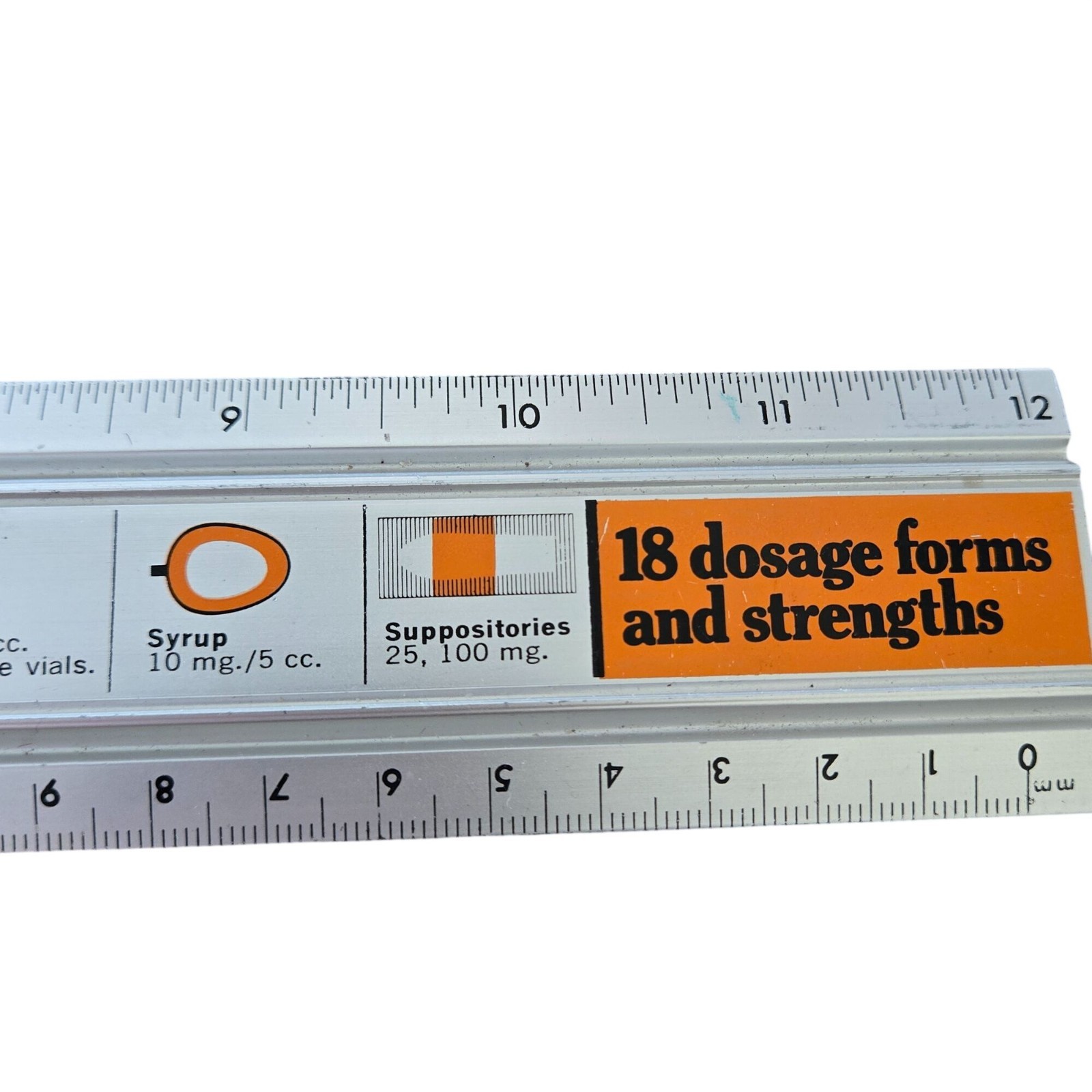 Vtg 60s SK&F Thorazine Metal 12″ Ruler Antipsychotic Medication Advertising SKF