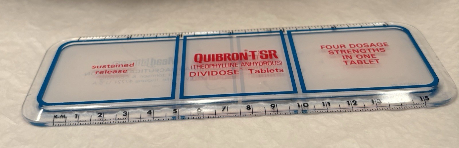 VTG 1983 MEAD JOHNSON QUIBRON-T SR 6″ PLASTIC RULER PHARMA REP LOGO