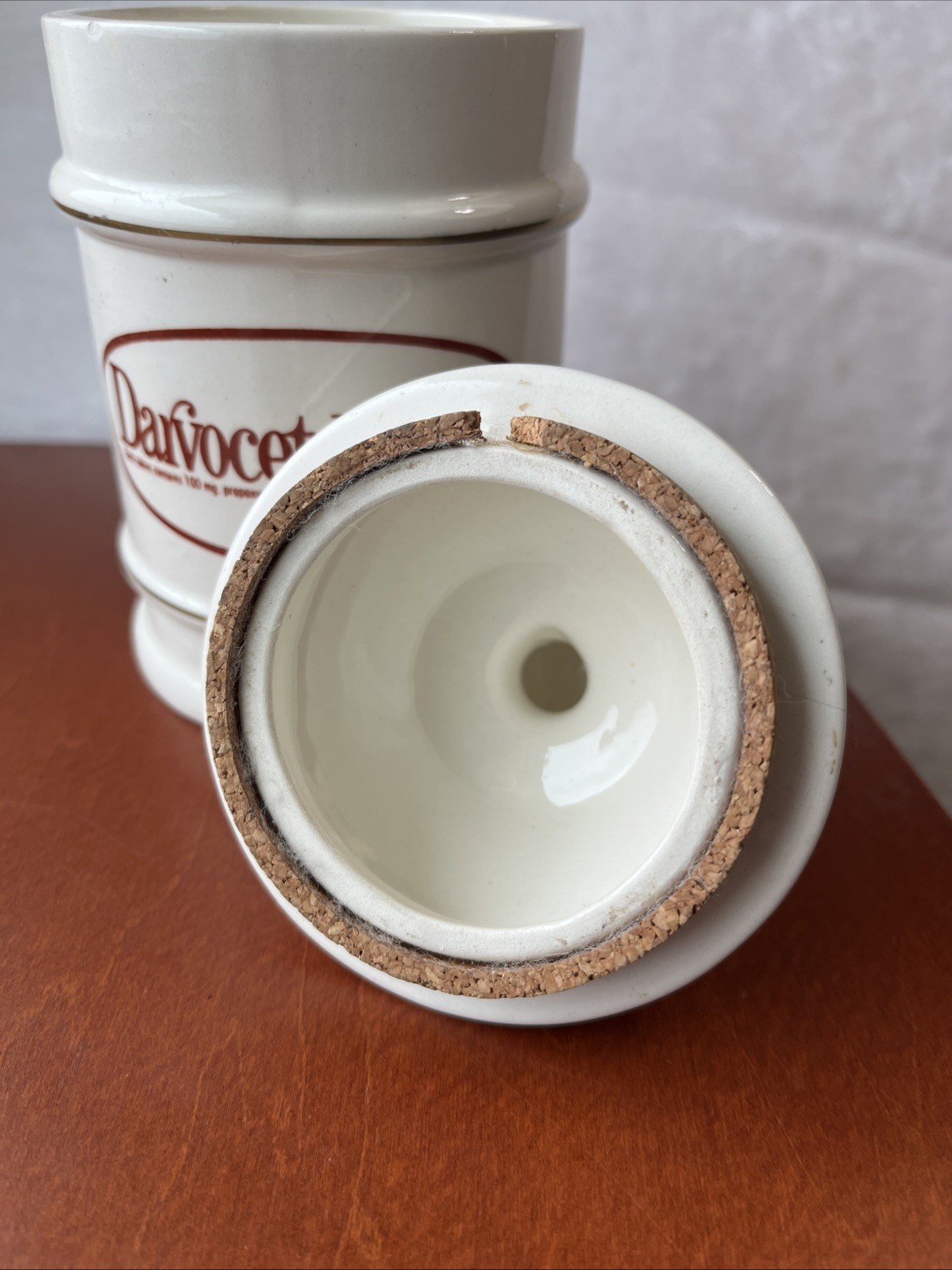 Vintage Darvocet-N 100 Porcelain 7” Apothecary Jar Pharmaceutical Darvon 65