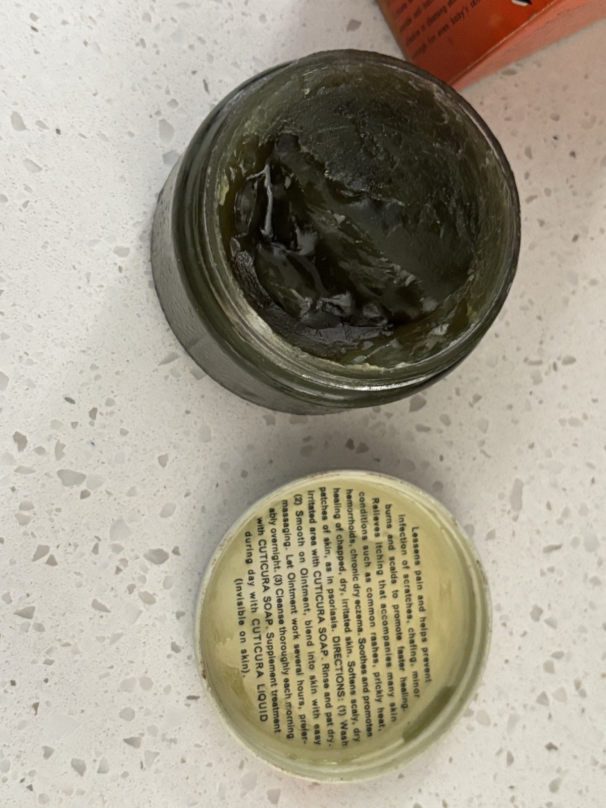 VTG Cuticura Ointment 4 1/4oz Full W/box Purex Corp. RARE Metal Lid Glass Jar