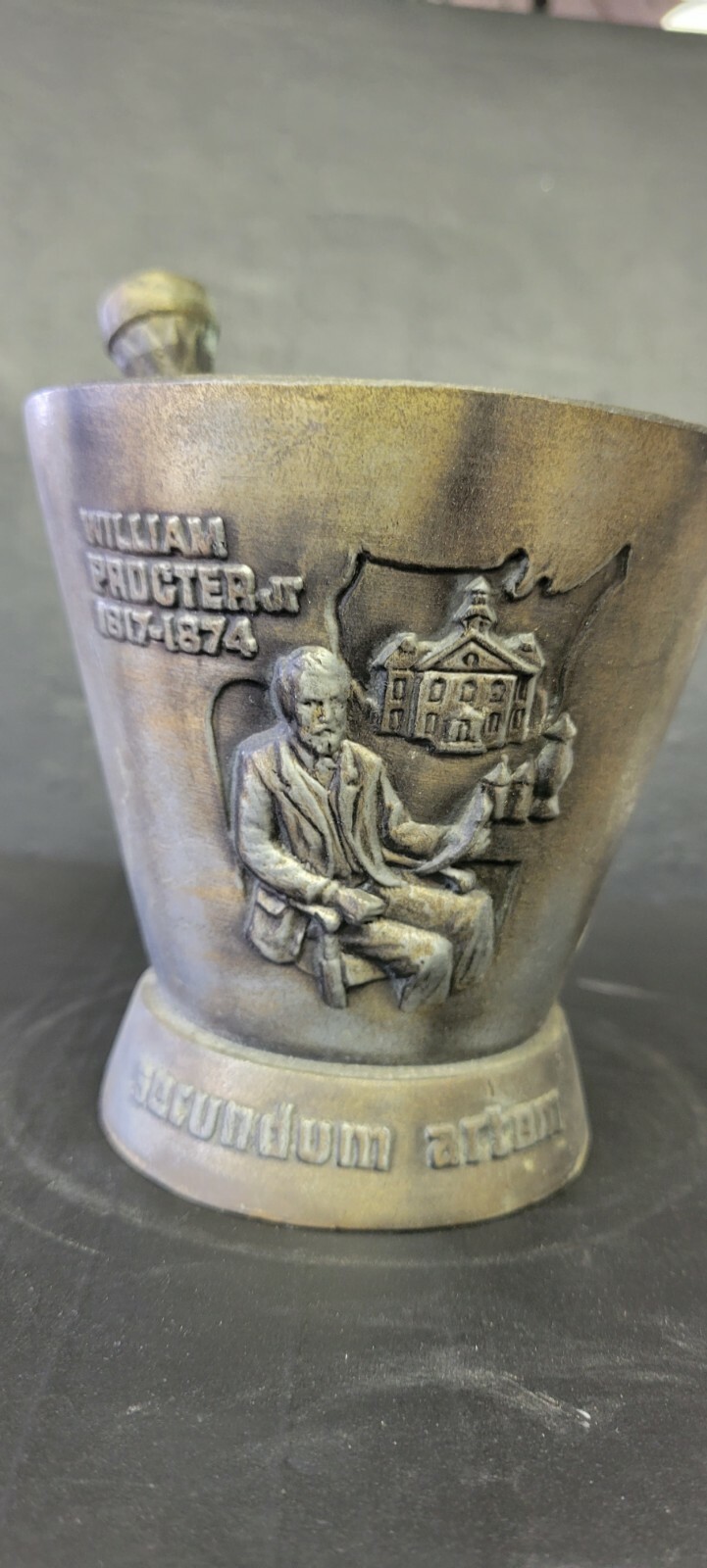 Vintage Brass Bronze Mortar and Pestle (WILLIAM PROCTER JR 1817 – 1874 ) RX