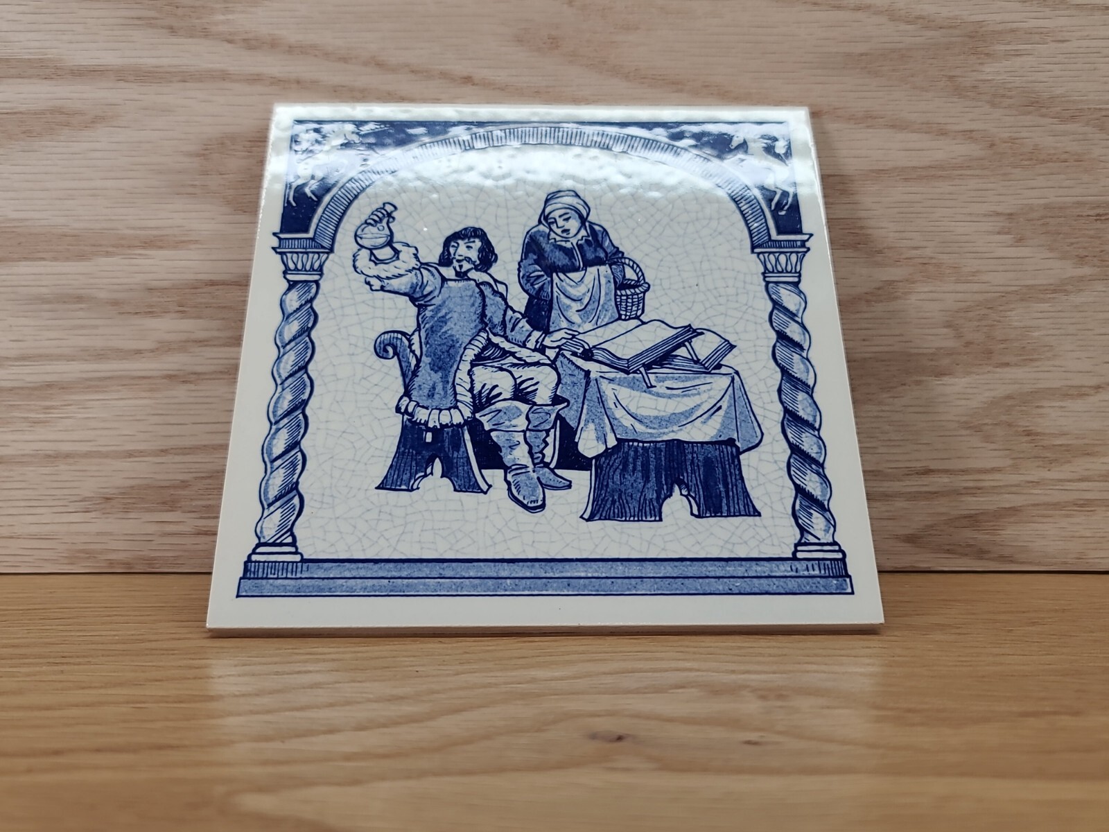 Delft Holland Handmade Urine Test Tile July 1987 B-970 Burroughs Wellcome Co.