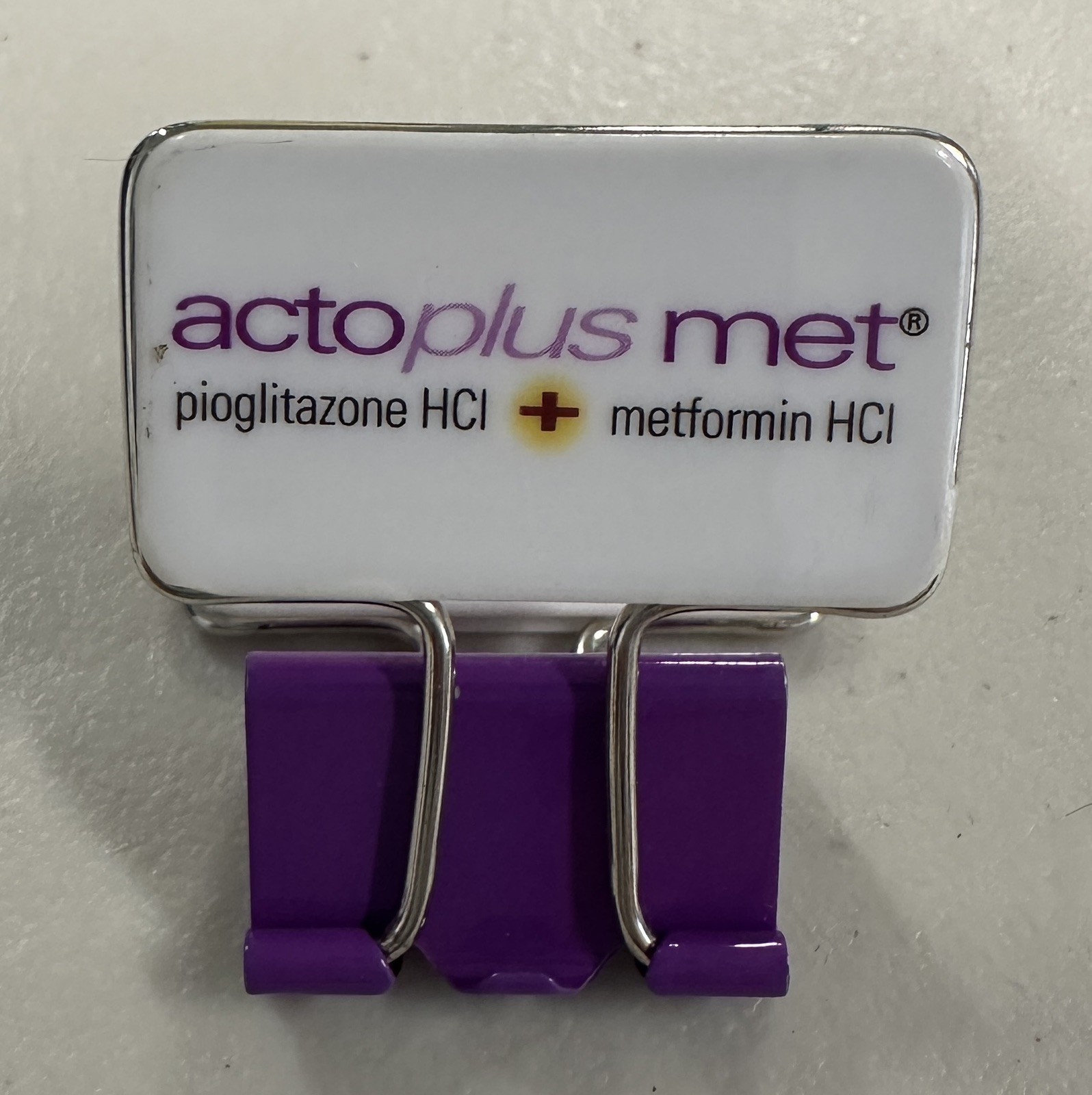 ACTOS Pioglitazone HCI Pharmaceutical Advertisement Paper 1/2” Binder Clip