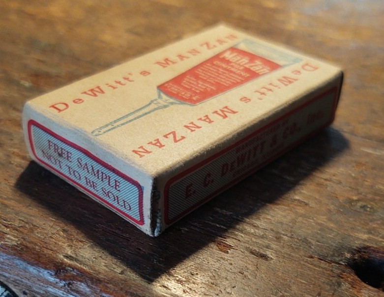 NOS vintage DeWitt’s MAN-ZAN Rectal Irritation Cream Sample Tin , Box , papers