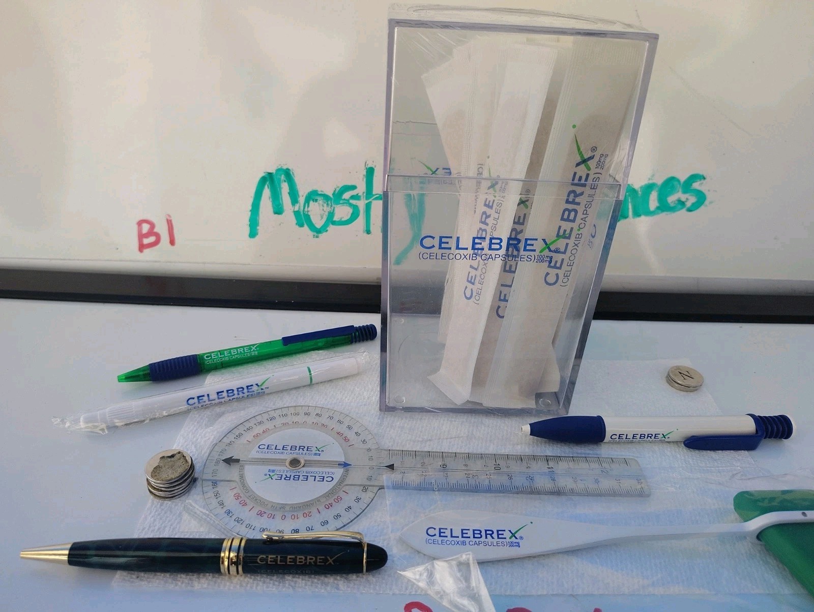 Celebrex Pharma Tongue Depressors Sealed Canister Drug Rep Swag Lot 4 Pens Prop