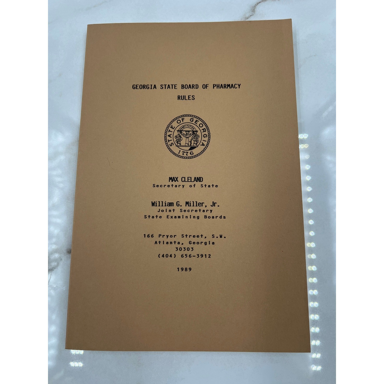 Georgia State Board of Pharmacy Rules 1989 Official Document Regulations