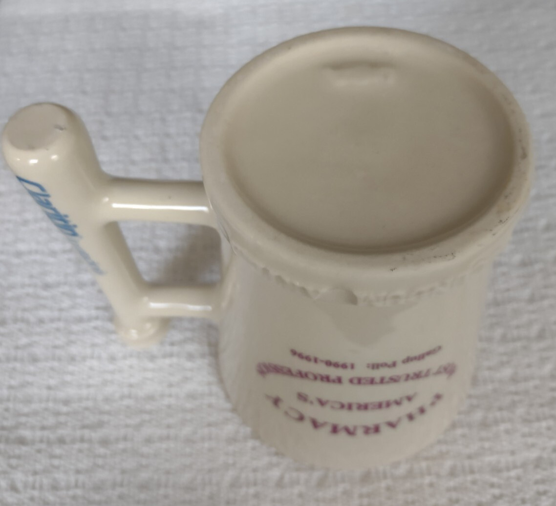 PHARMACY ADVERTISING MUG ~ Claritin ~ Heavy Off-White Pottery ~ Made in USA