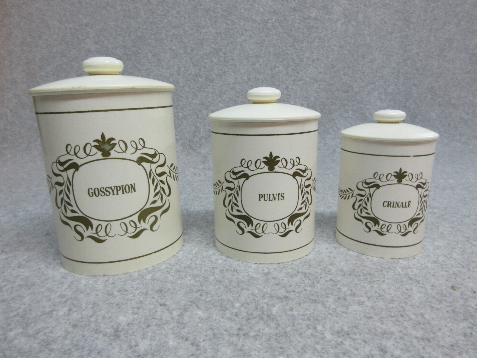 UNUSED 1950’s APOTHECARY SET Gossypion-COTTON, Pulvis-POWDER, Crinale-HAIR PINS