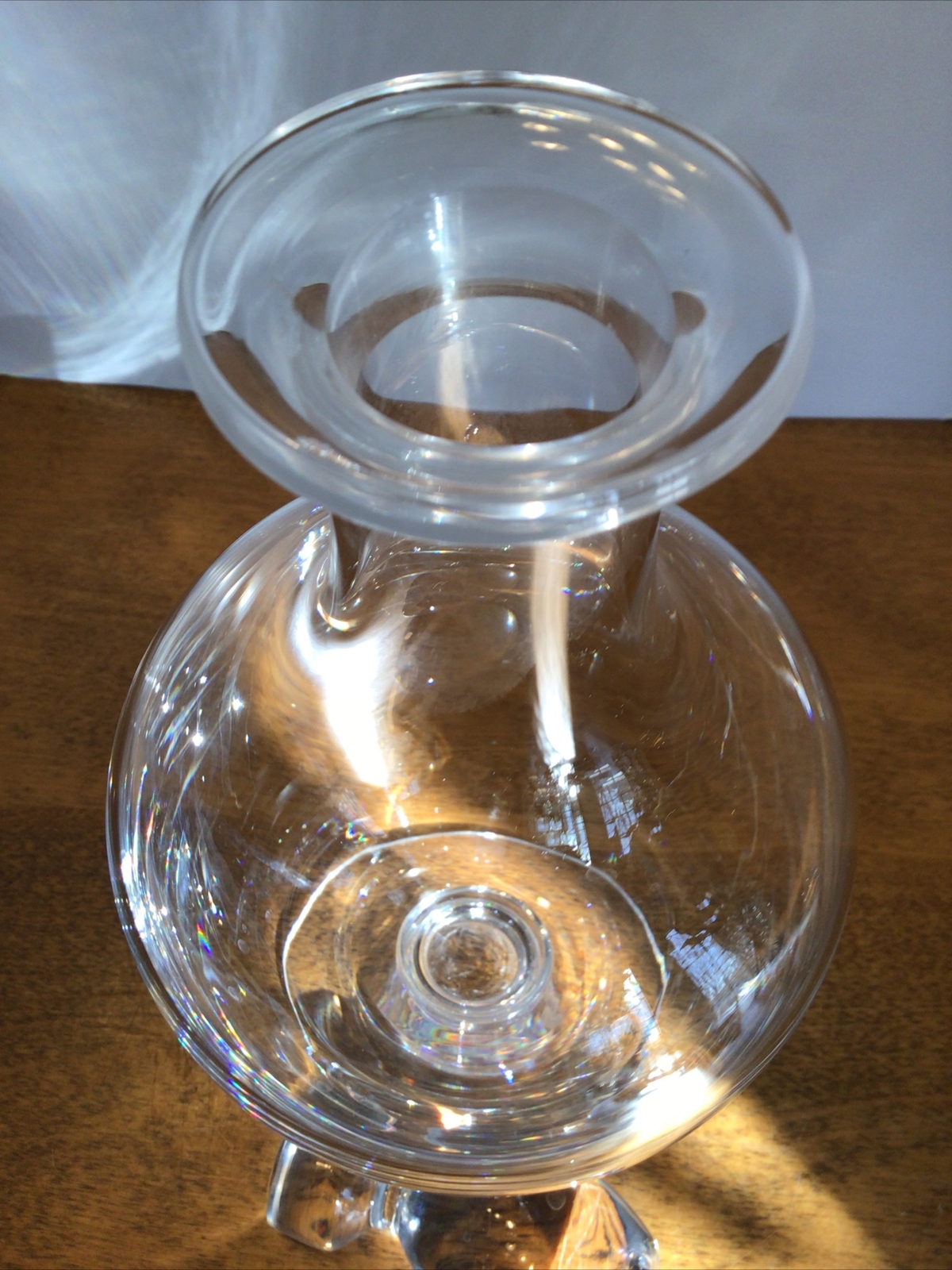 vtg clear glass apothecary w/stopper Dartington, England 12.5” tall