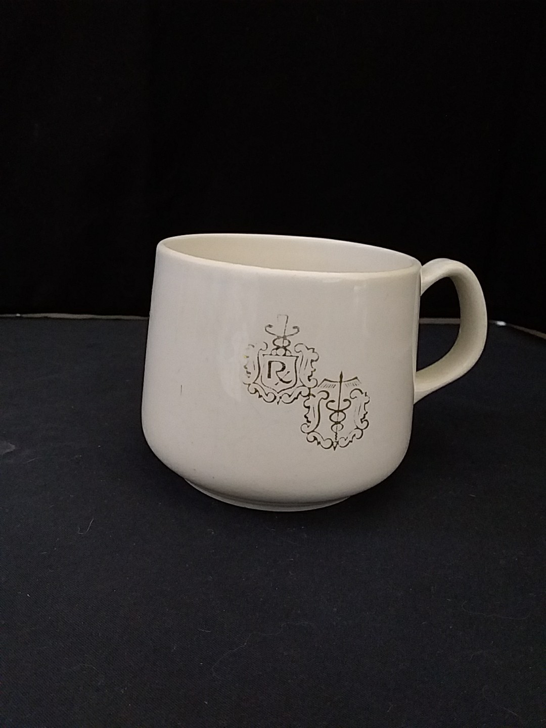 Vintage Hall Pottery Tea Cup, Rx Pharmacy & Medicine Symbols