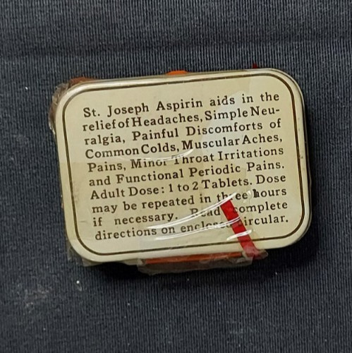 New Old Stock Medicine Tin St Joseph’s Aspirin Plough New York Memphis Wrapper