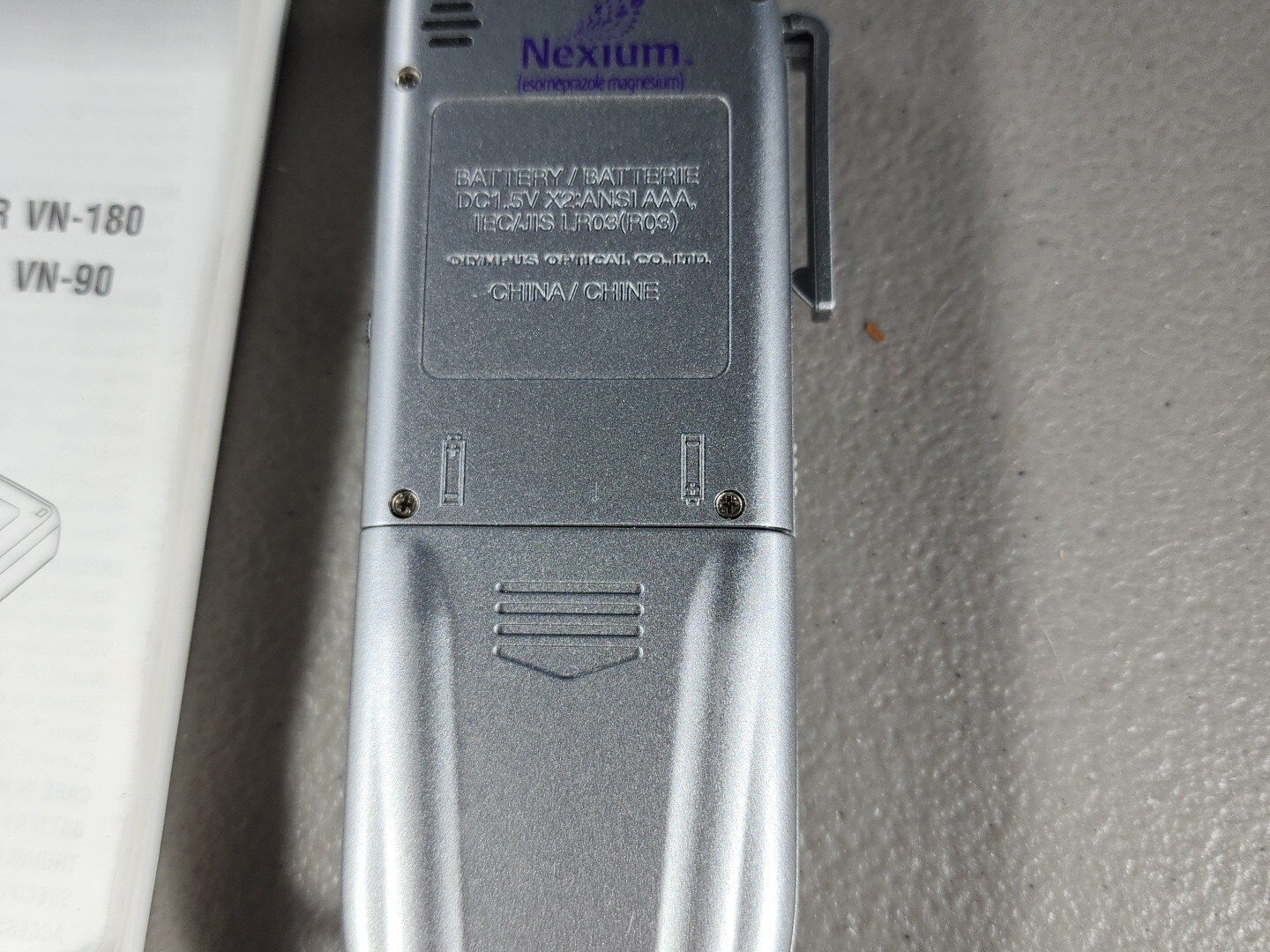 Nexium Branded Olympus VN-90 Digital Voice Recorder & Manual, Not Working!