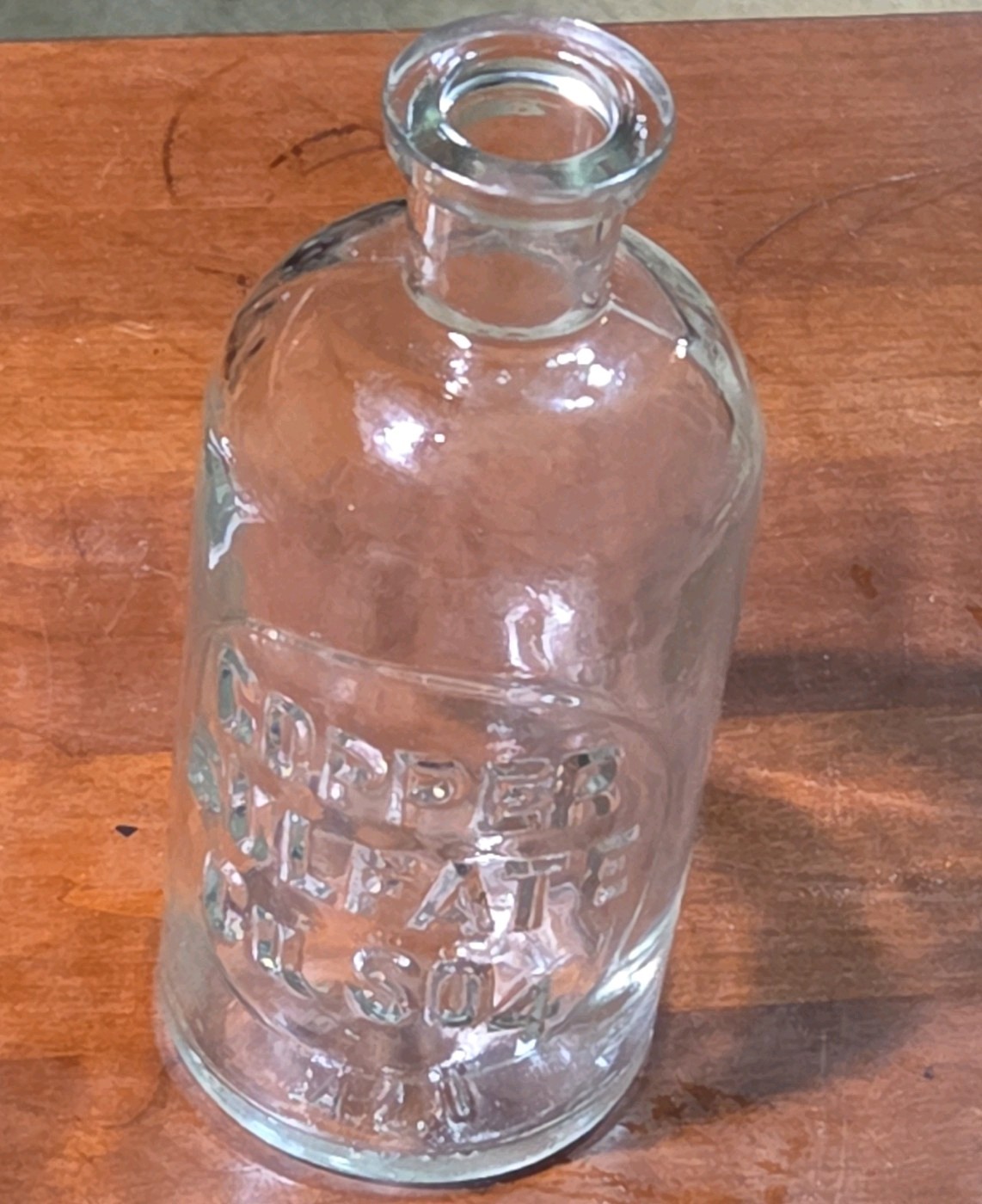 Vintage Wheaton Copper Sulfate CuSO4 Glass Bottle No. 30 Embossed Laboratory USA