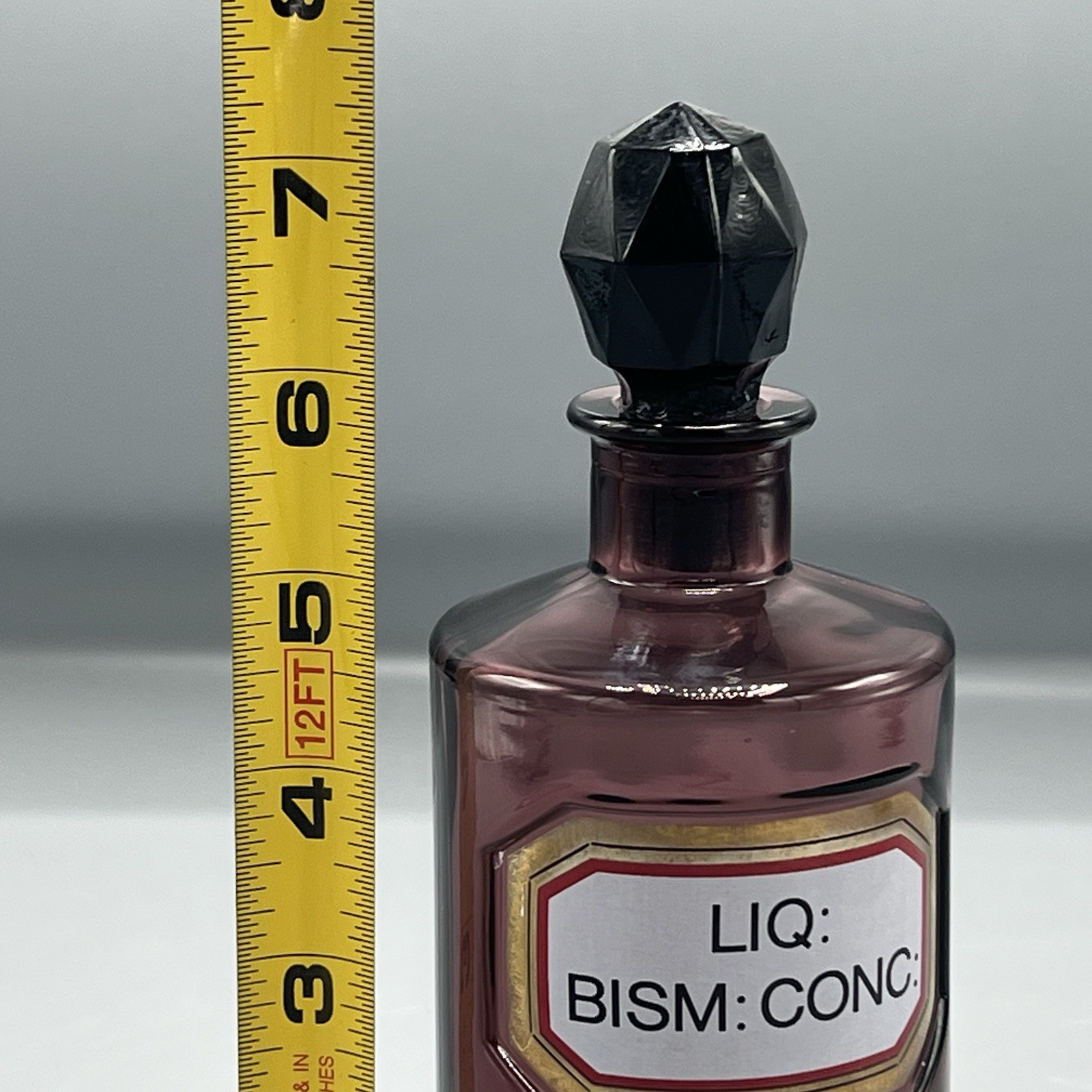 Antique Amethyst Glass Apothecary Bottle Royal Pharma Society Bismuth 7″