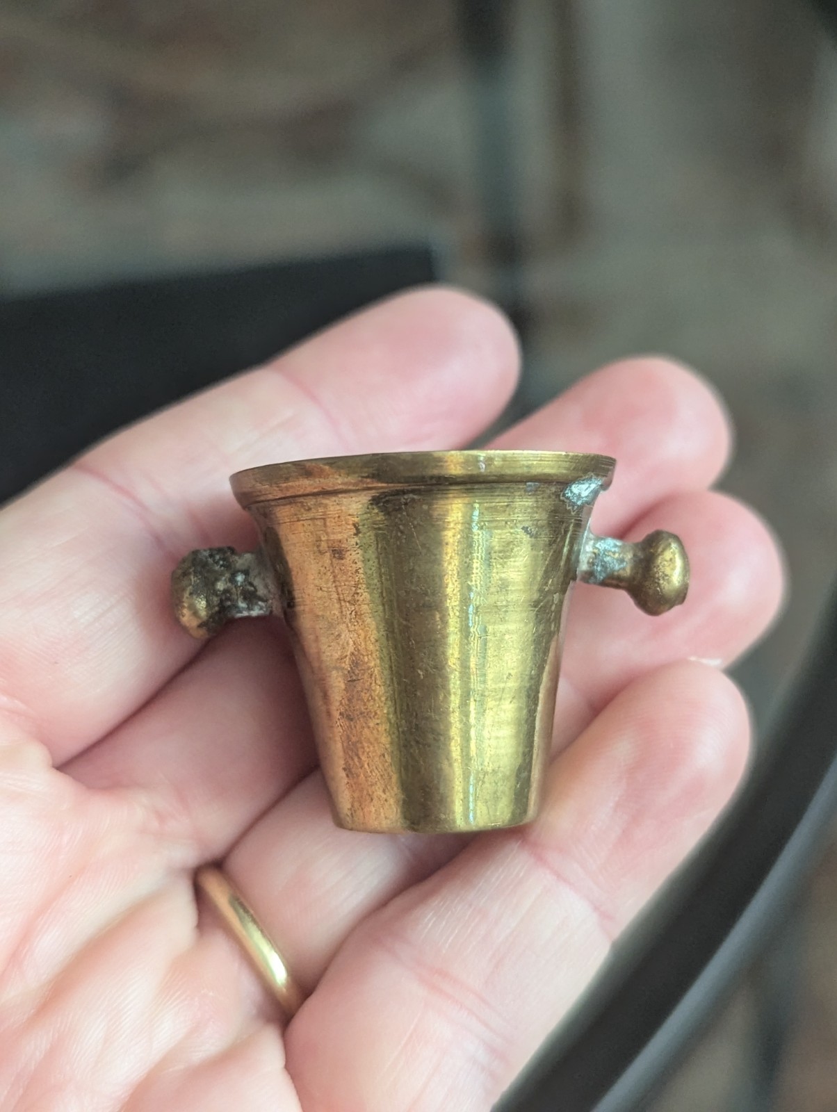 Vintage Dollhouse Miniature Brass Mortar Bucket Decorative Art