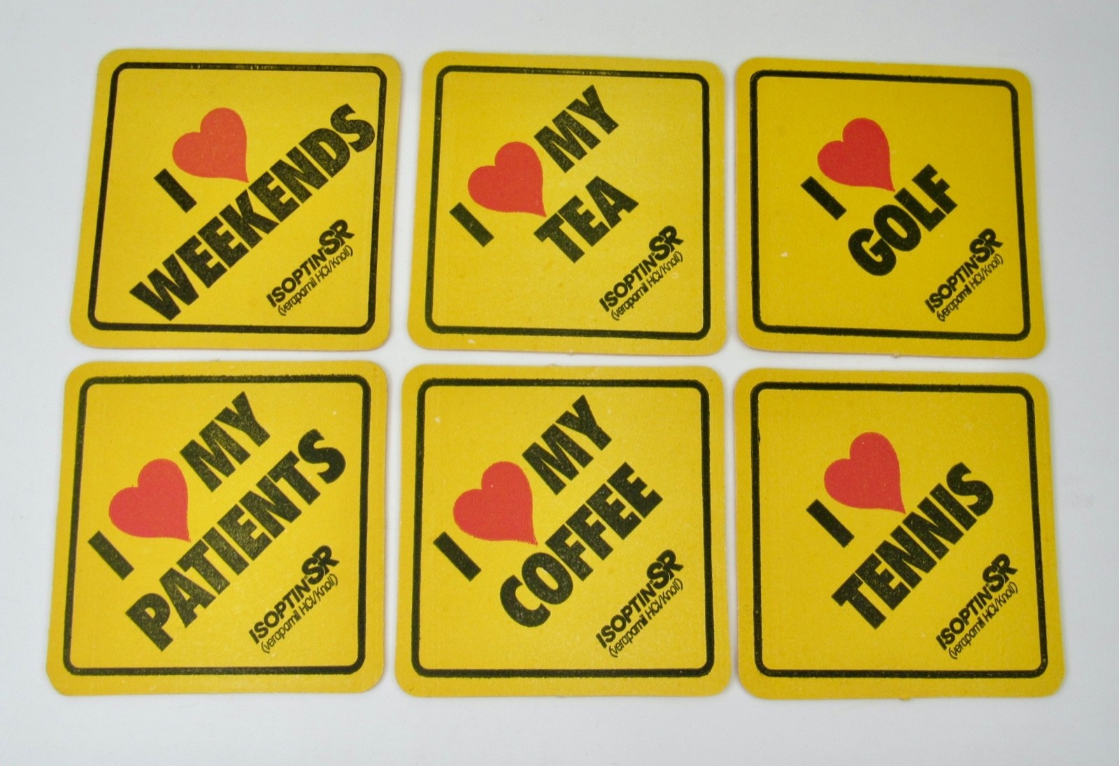 Isoptin Lot Coasters I Love Golf Coffee Tea Tennis Drug Rep Pharmaceutical Promo