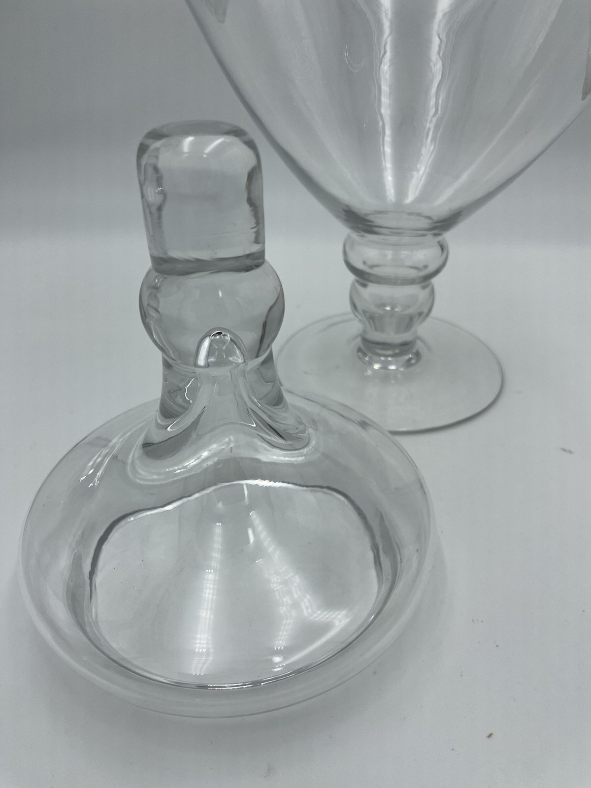 Lg Vintage Clear Glass Apothecary Jar with Lid Large Footed Storage 17″ Tall
