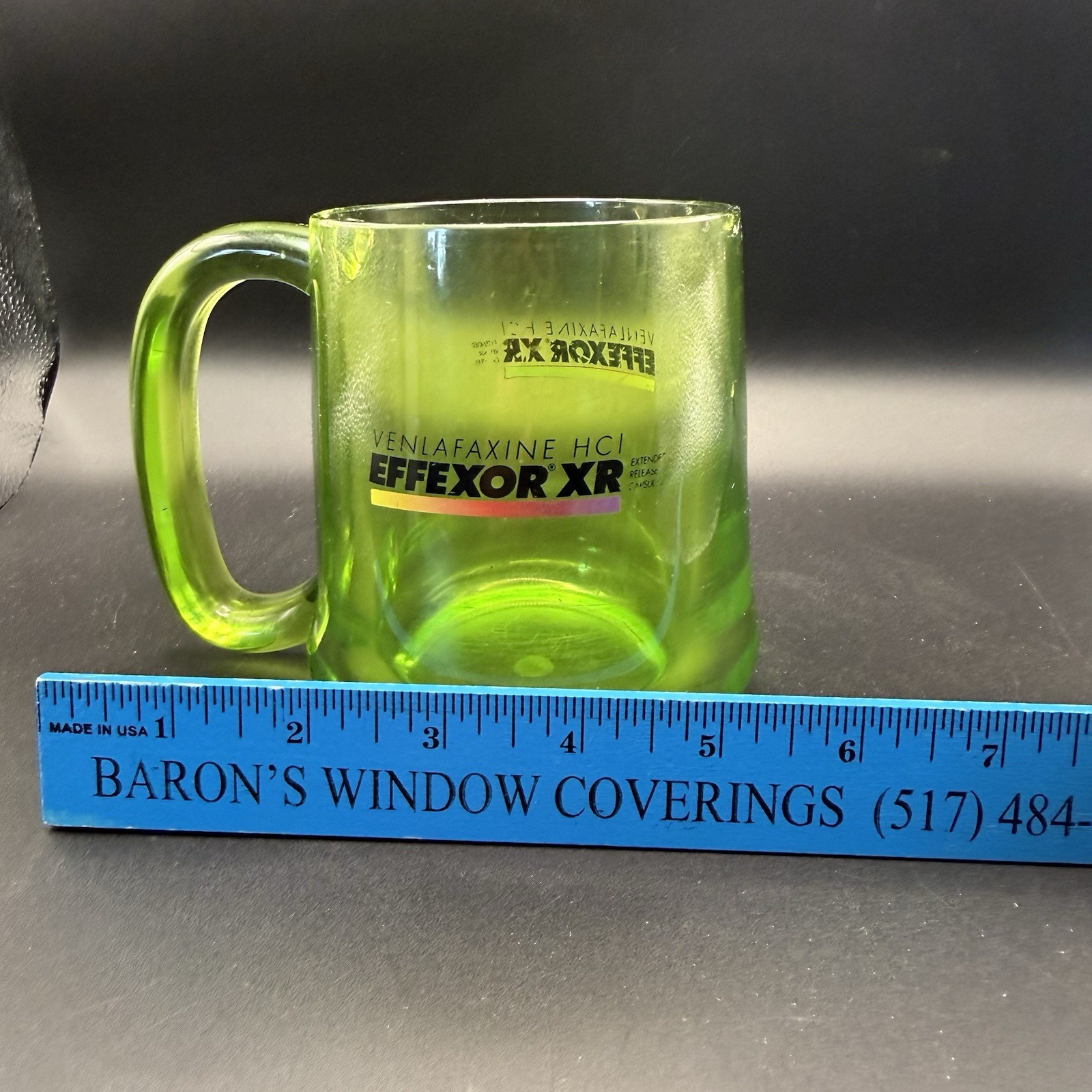 Effexor XR Mug Plastic/Acrylic Pharmaceutical Sales Rep Giveaway Green