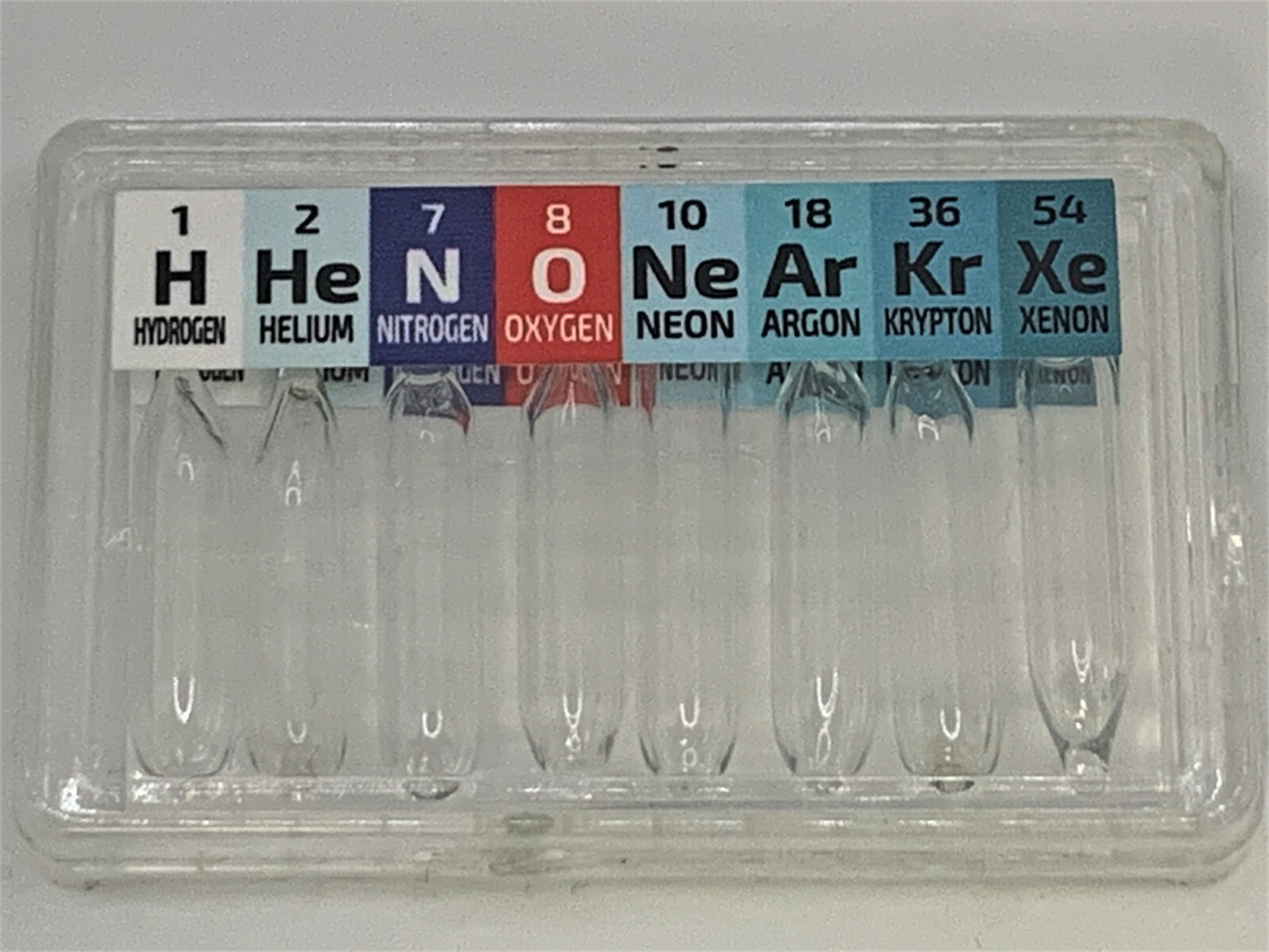 New Micro Low Pressure 8 Gas Ampoules Element Set Helium Xenon Krypton Neon H O