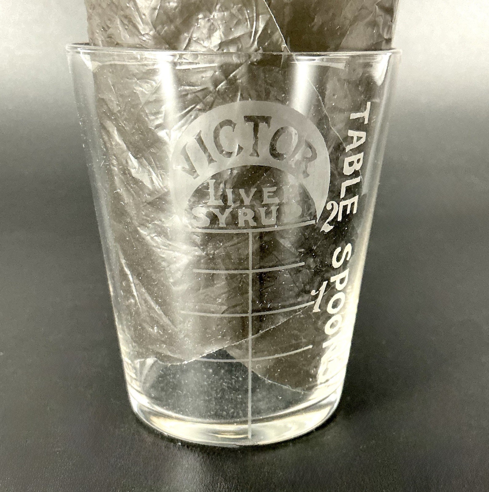 Victor Liver Syrup Souvenir Medicine Cup Glass 1905 German Baptist Conference