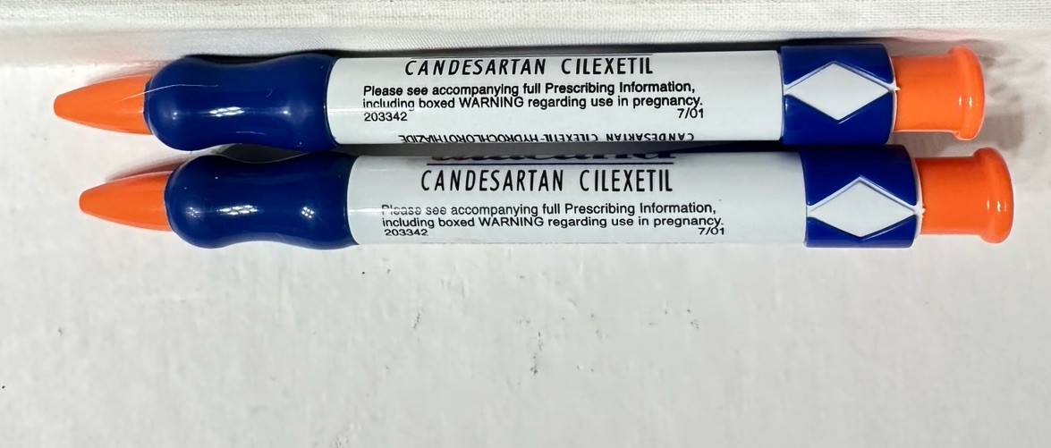 LOT OF 2 ATACAND HTC Drug Rep Advertising Pen Pharmaceuticals Collectable Pharma