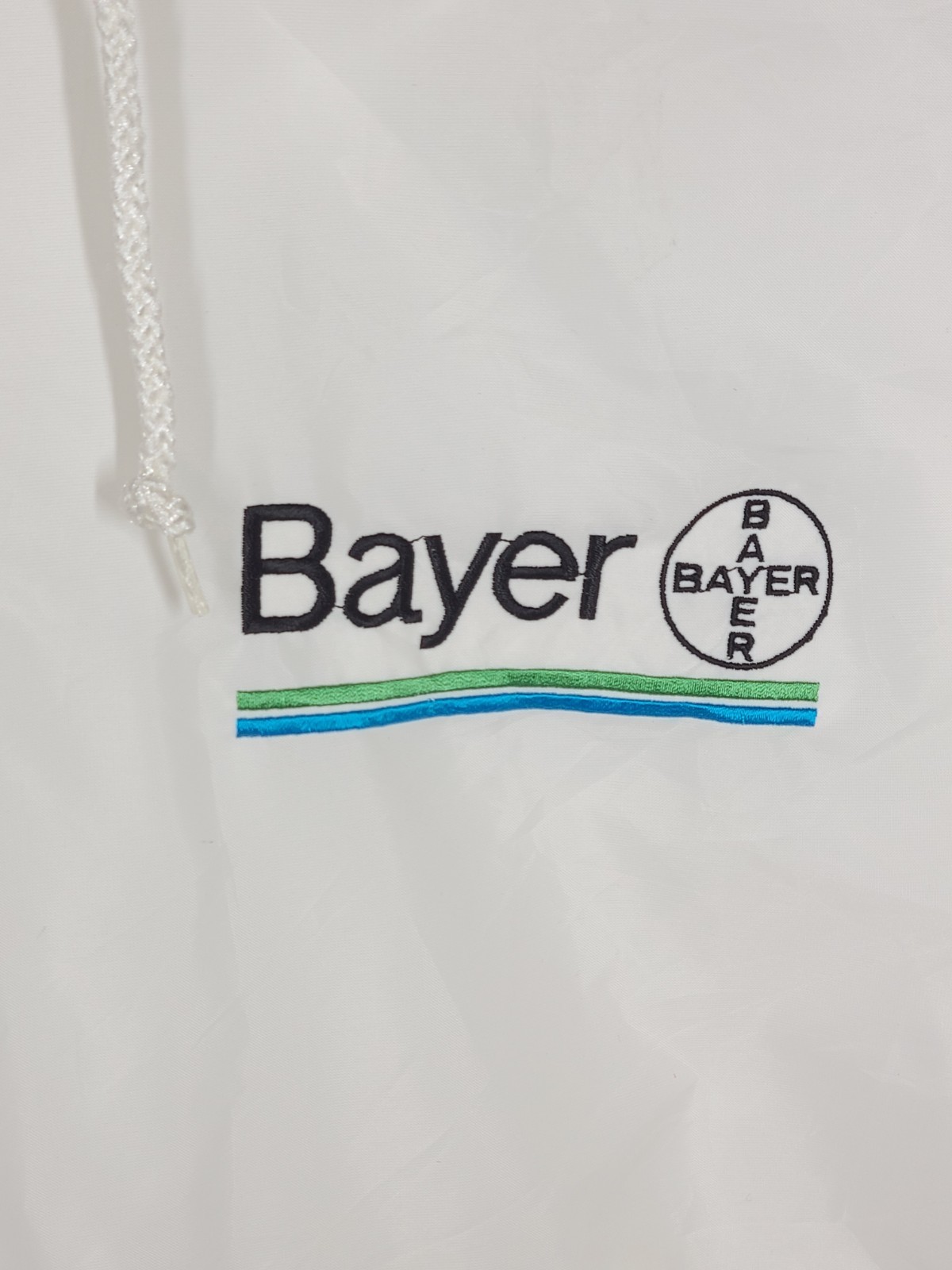 Vtg Bayer Drug Nylon Anorak XL Big Pharma Rep Merch USA Quarter Zip Hood Rare