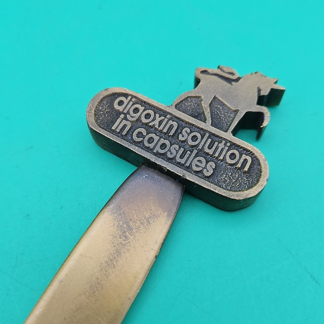 Vintage Lanoxicaps Digoxin Solution In Capsules Letter Opener Unicorn Brass