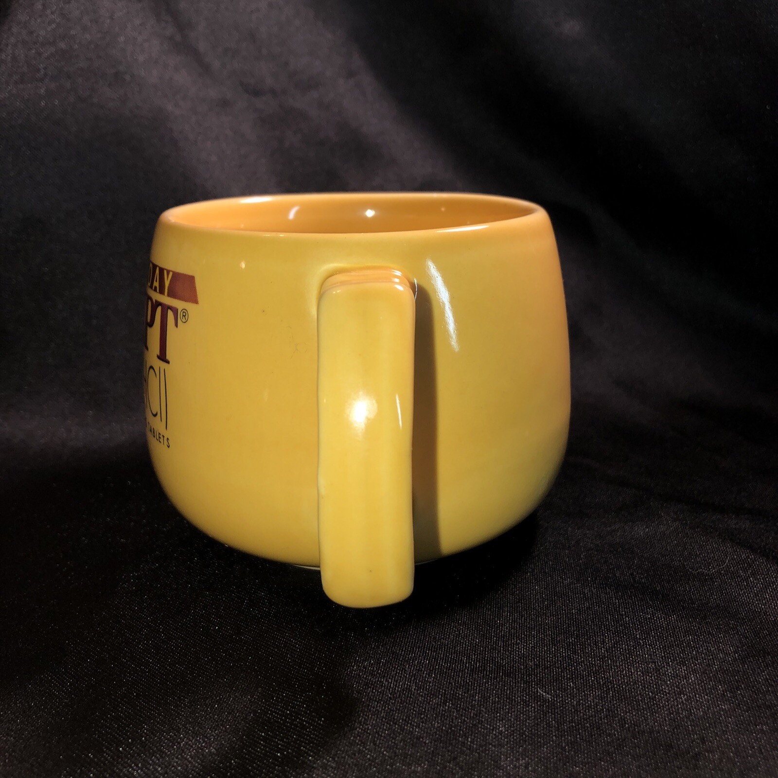 Aricept Drug Rep Promo Coffee Cup Yellow Pharmaceutical Advertising Banned Gifts