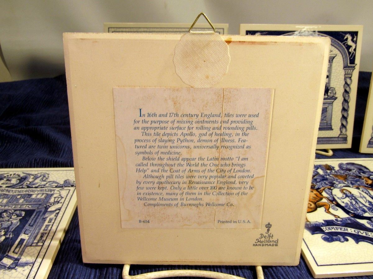 12 DELFT HAND PAINTED BURROUGHS & WELLCOME CO BLUE AND WHITE PLAQUES (EZS004602)
