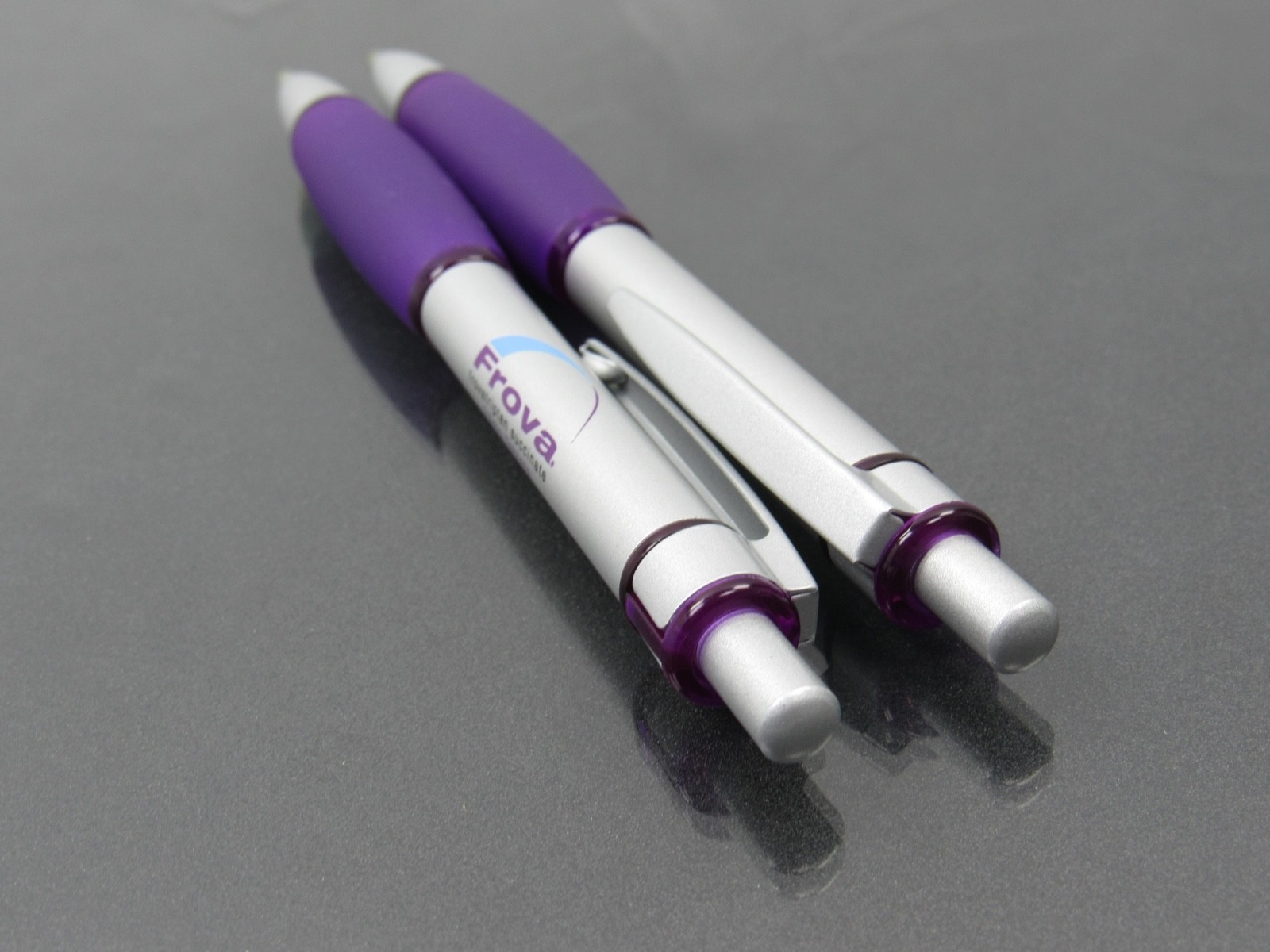 Purple FROVA Metal Clad PENS Drug Rep Pharmaceutical Promo Advertising Lot of 2