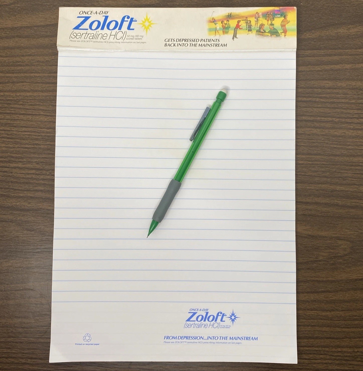 VTG 1992 Zoloft Drug Rep Collectible Doctor Notepad 8.5 x 12.5” Pharmaceutical