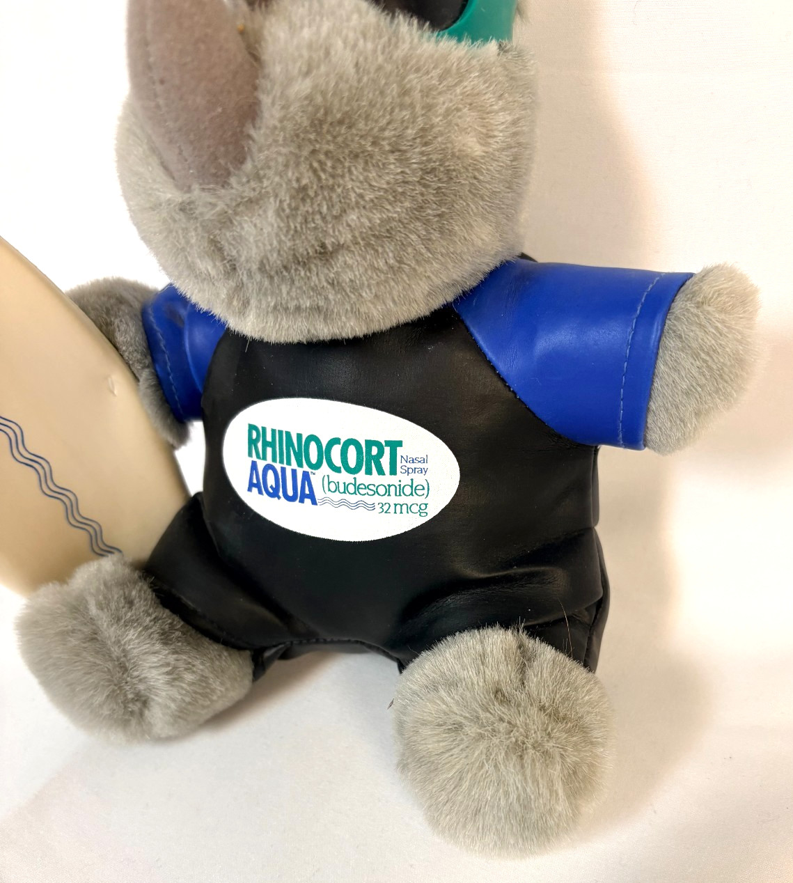 Vintage Rhinocort Nasal Spray Pharmaceutical Rhino Plush Surfer Body Board